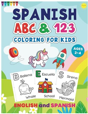 Spanish ABC & 123 coloring book for kids